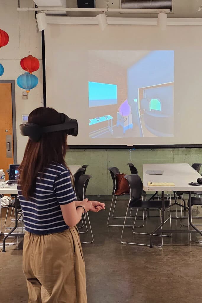 Girl with VR headset on