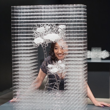 Eunsuh Choi with her glass art