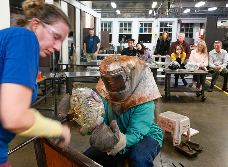 artist wearing protective gear