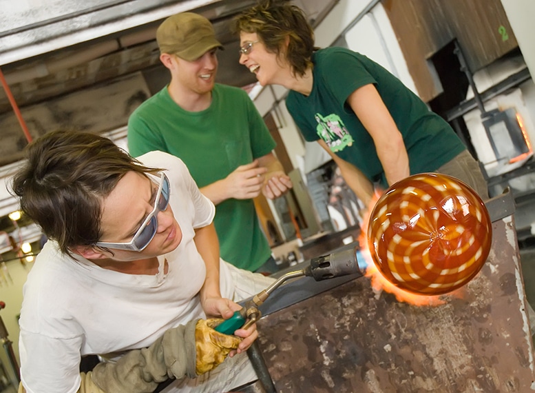 Blowing glass