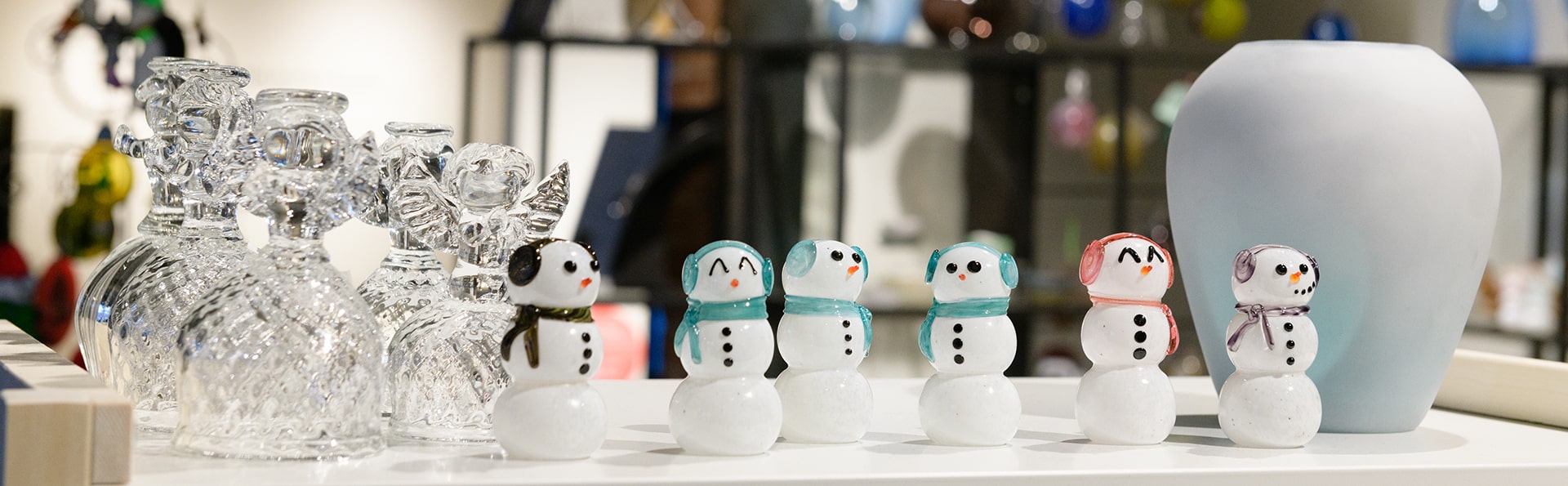 glass snowpeople and other glass gifts