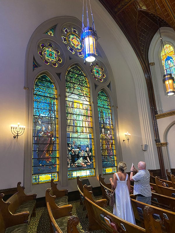 PGC members tour Tiffany windows at Calvary Methodist Church in Pittsburgh