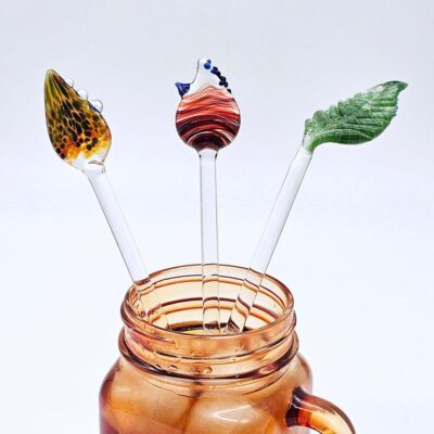 Flameworked swizzle sticks