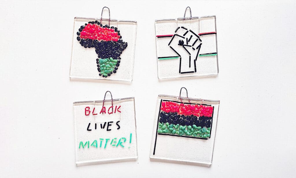 Juneteenth fused glass suncatchers
