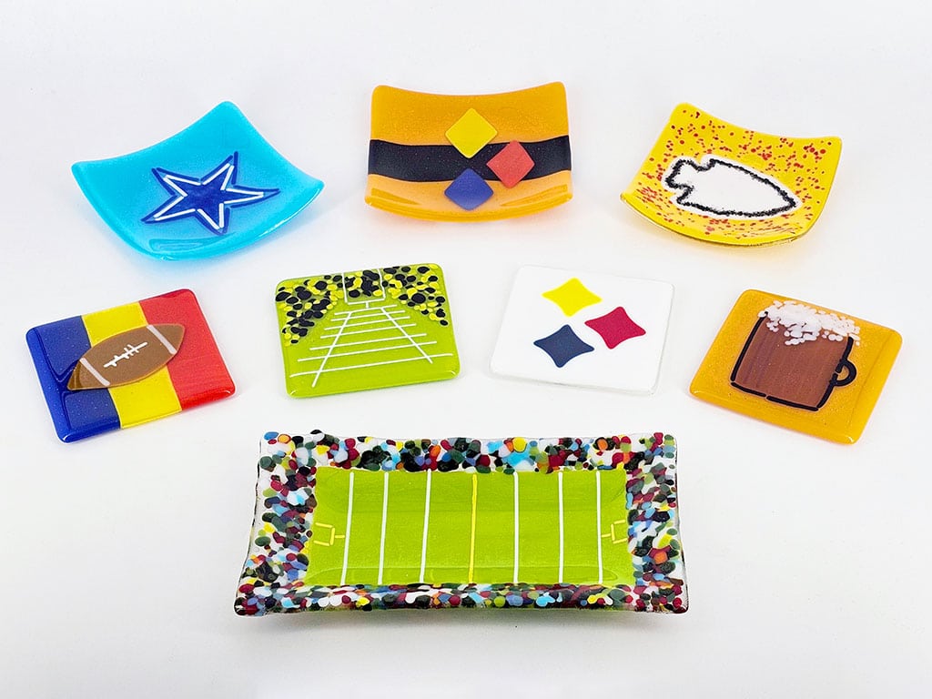 Fused Sports Dish and Coasters workshop at Pittsburgh Glass Center