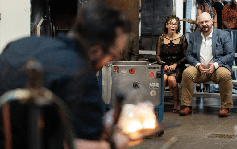 watching glassblowing demonstration 2100 club
